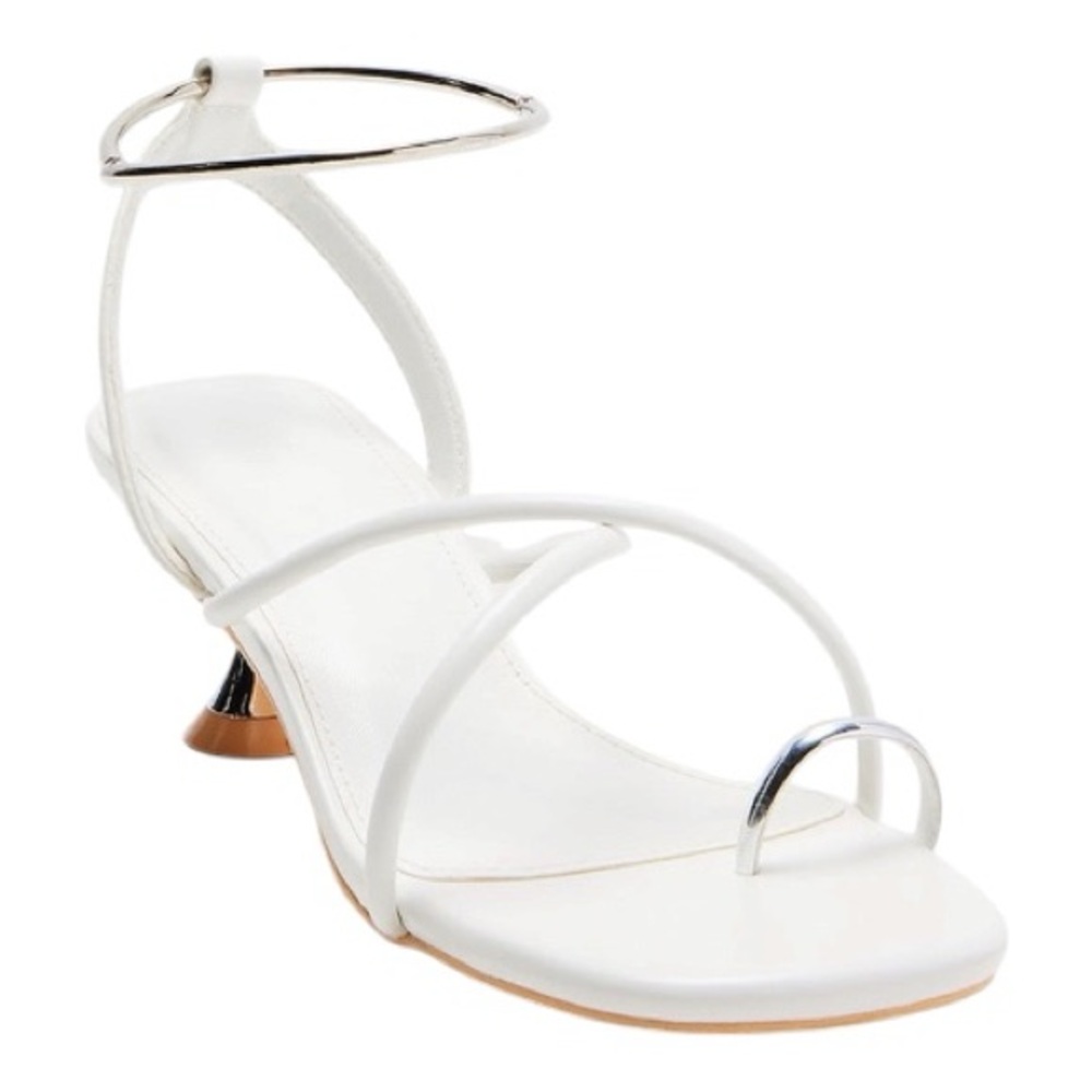 White Strappy Hoop Accent Heeled Sandas